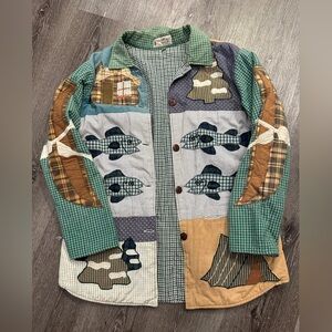 EUC Vintage patch magic bear themed cabin quilted jacket